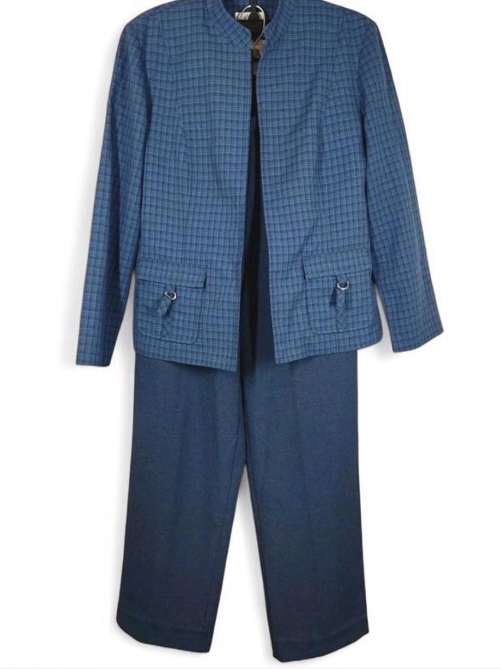 Blue Plaid Pants & Jacket Set Women’s 16P Coordinated Two-Piece XL/XXL